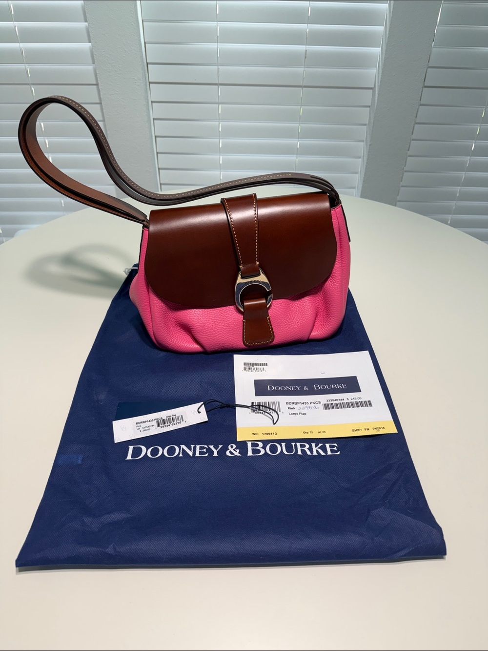 Dooney & Bourke Brown and Pink Leather Shoulder Bag